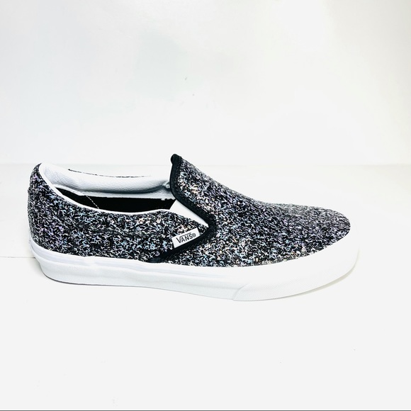 Vans Classic Slip On Sneakers Women’s Black/Purple Glitter Party Size 7 - Picture 3 of 12